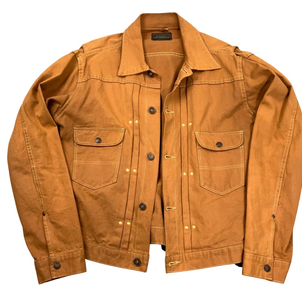 G-Star Jeans Raw US Union Jacket  Mens L Brown Ochre 8214 Cinched Trucker Duck